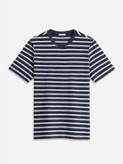 Navy/Grey Heather Stripe Alphabet Sculpted Stripe Tee Mens Crewneck T Shirt Heather Cotton Short Sleeve ONS Clothing 
