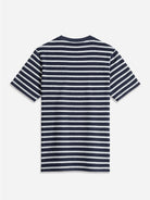 Navy/Grey Heather Stripe Alphabet Sculpted Stripe Tee Mens Crewneck T Shirt Heather Cotton Short Sleeve ONS Clothing 