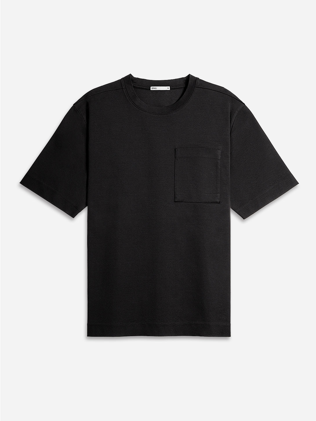 Black Baseile Pocket Tee Mens Relaxed Fit Crew Neck Tee Chest Pocket ONS Clothing 