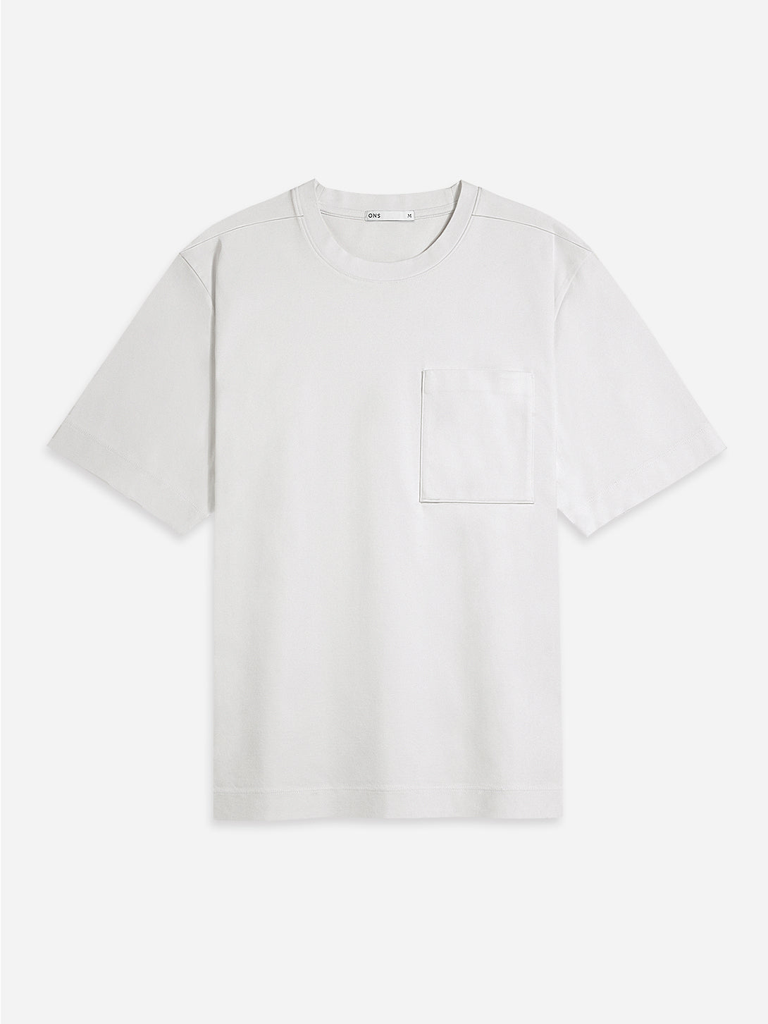 Bright White Baseile Pocket Tee Mens Relaxed Fit Crew Neck Tee Chest Pocket ONS Clothing 