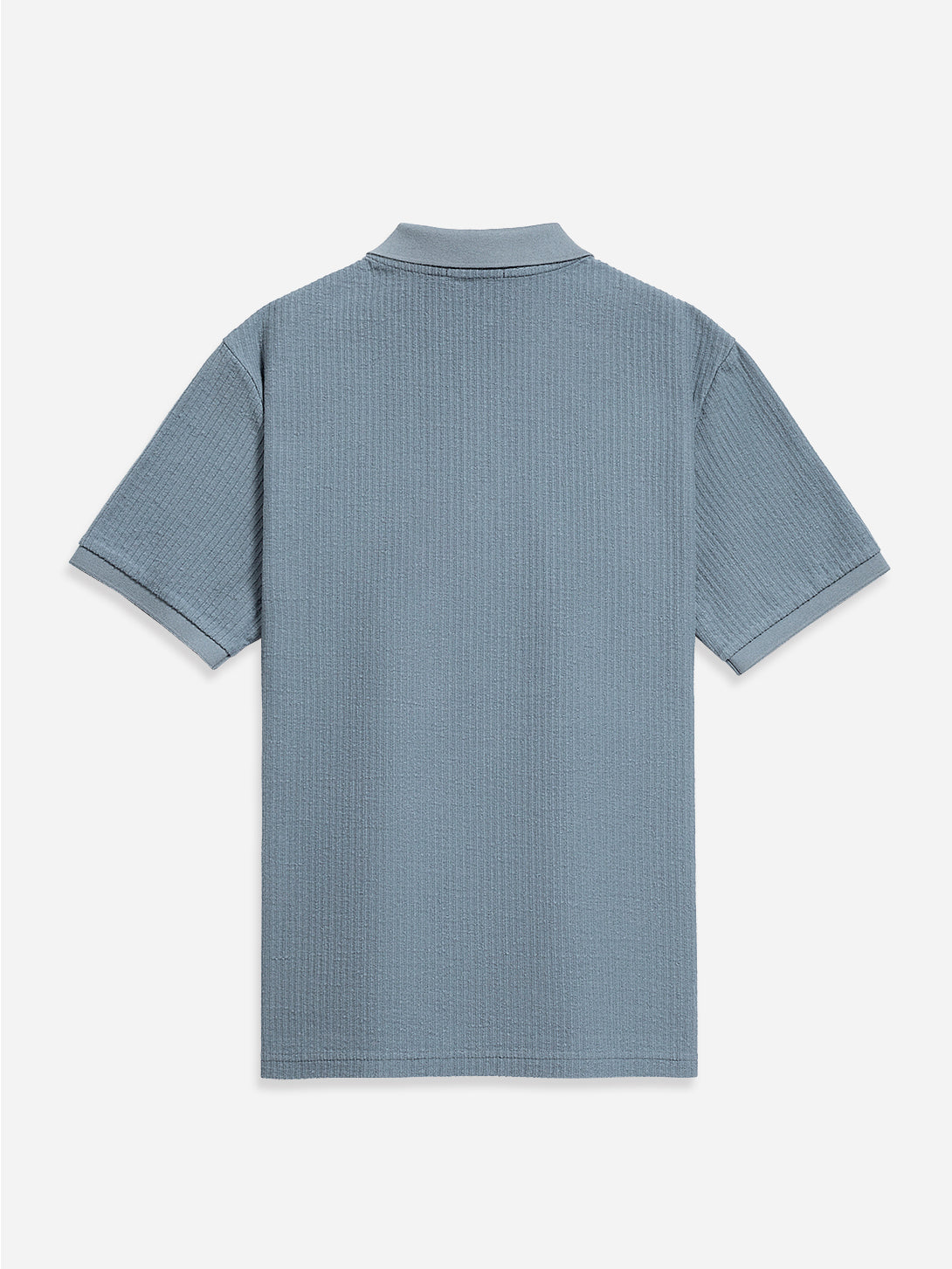 Blue Shadow Sasco Jacquard Ripple Polo Mens Knitted Polo Short Sleeve Shirt ONS Clothing 