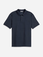Navy Sasco Jacquard Ripple Polo Mens Knitted Polo Short Sleeve Shirt ONS Clothing 