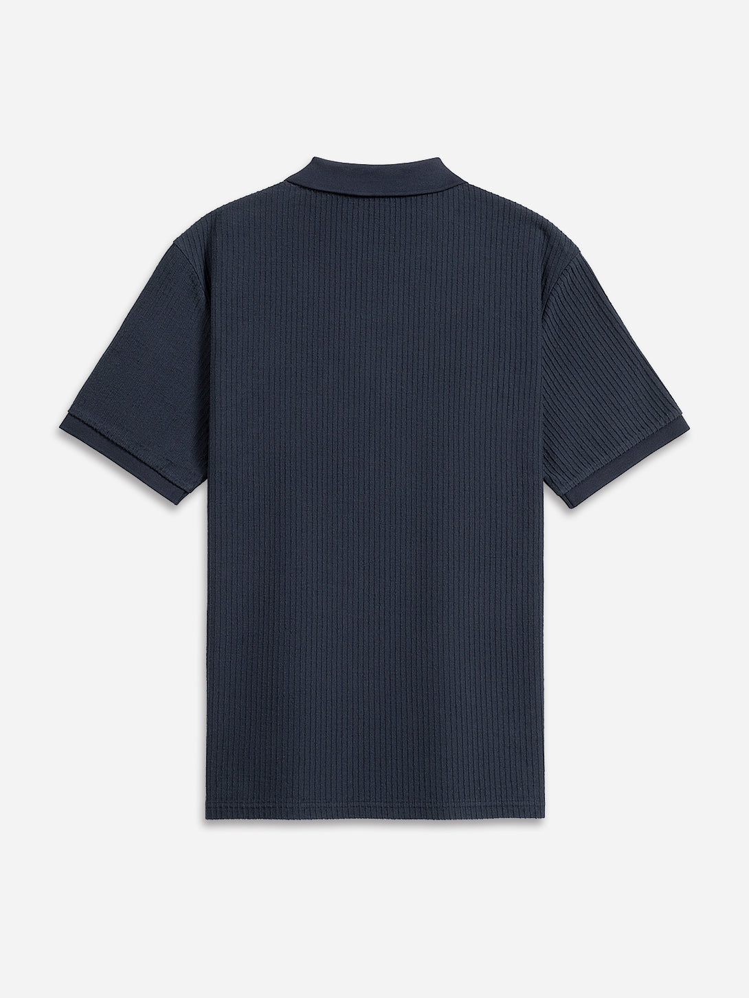 Navy Sasco Jacquard Ripple Polo Mens Knitted Polo Short Sleeve Shirt ONS Clothing 