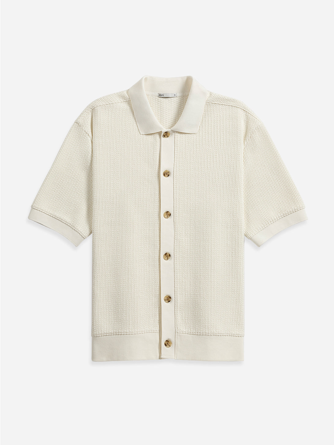 Off White Duffy Link Stitch Shirt Mens Knit Short Sleeve Button Down Collared Shirt ONS Clothing 