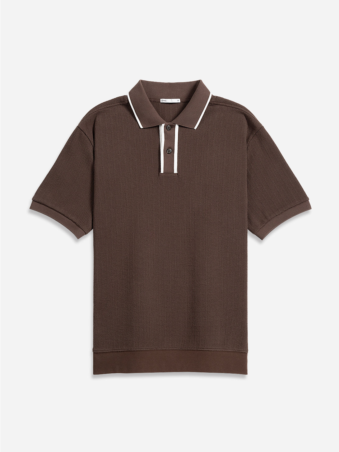 Dk Brown Lind Tipping Polo Mens Knit Polo Short Sleeve Polo Shirt ONS Clothing