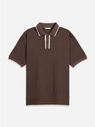 Dk Brown Lind Tipping Polo Mens Knit Polo Short Sleeve Polo Shirt ONS Clothing
