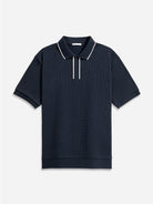 Navy Lind Tipping Polo Mens Knit Polo Short Sleeve Polo Shirt ONS Clothing