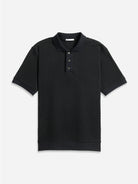 Black Lind Tuck Stitch Polo mens Knit Short Sleeve Polo Shirt ONS Clothing 