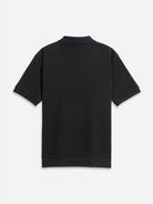 Black Lind Tuck Stitch Polo mens Knit Short Sleeve Polo Shirt ONS Clothing 