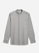 Bright White/Black Stripe Aleks Seersucker Shirt Mens Band Collar Woven Shirt ONS Clothing