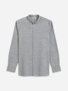 Grey Heather Aleks Heather Corduroy Shirt Mens Band Collar Woven Button Up Shirt ONS Clothing 