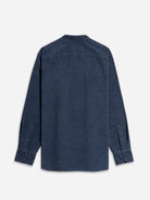 Navy Heather Aleks Heather Corduroy Shirt Mens Band Collar Woven Button Up Shirt ONS Clothing 