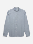 Dk Blue Heather Aleks Heather Oxford Shirt Mens Oxford Cotton Band Collar Woven Shirt ONS Clothing