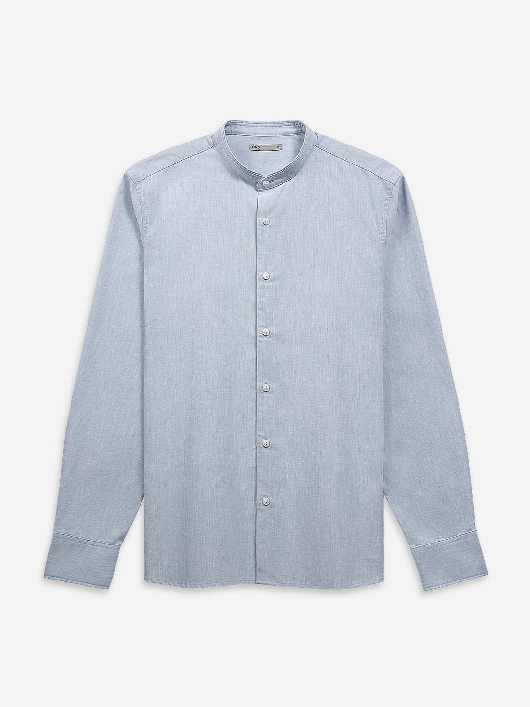 Lt Blue Heather Aleks Heather Oxford Shirt Mens Oxford Cotton Band Collar Woven Shirt ONS Clothing