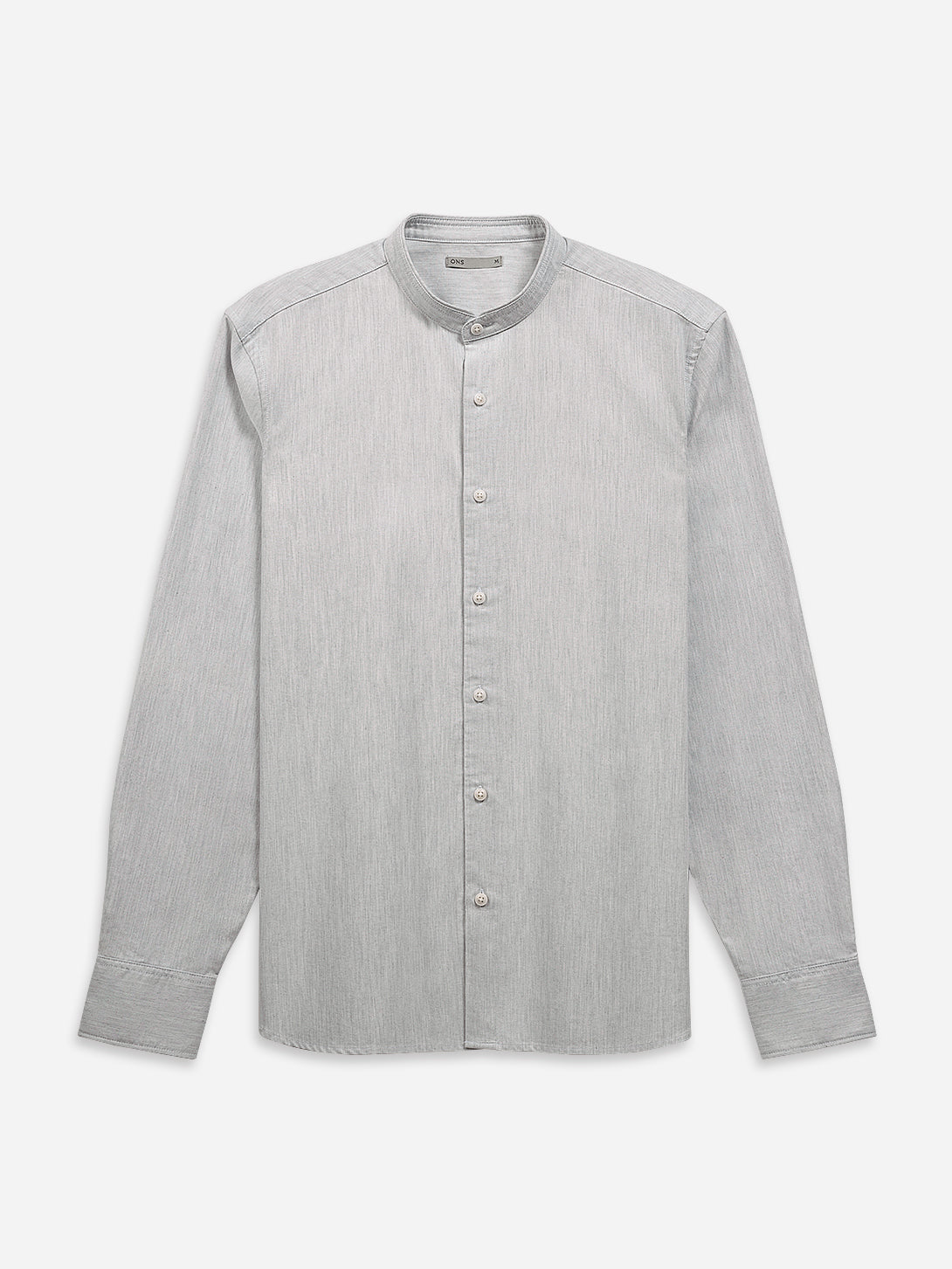 Lt Grey Heather Aleks Heather Oxford Shirt Mens Oxford Cotton Band Collar Woven Shirt ONS Clothing