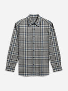 Charcoal/Dk Blue Check Varick Plaid Flannel Overshirt Mens Checkered Woven Button Up Shirt ONS Clothing