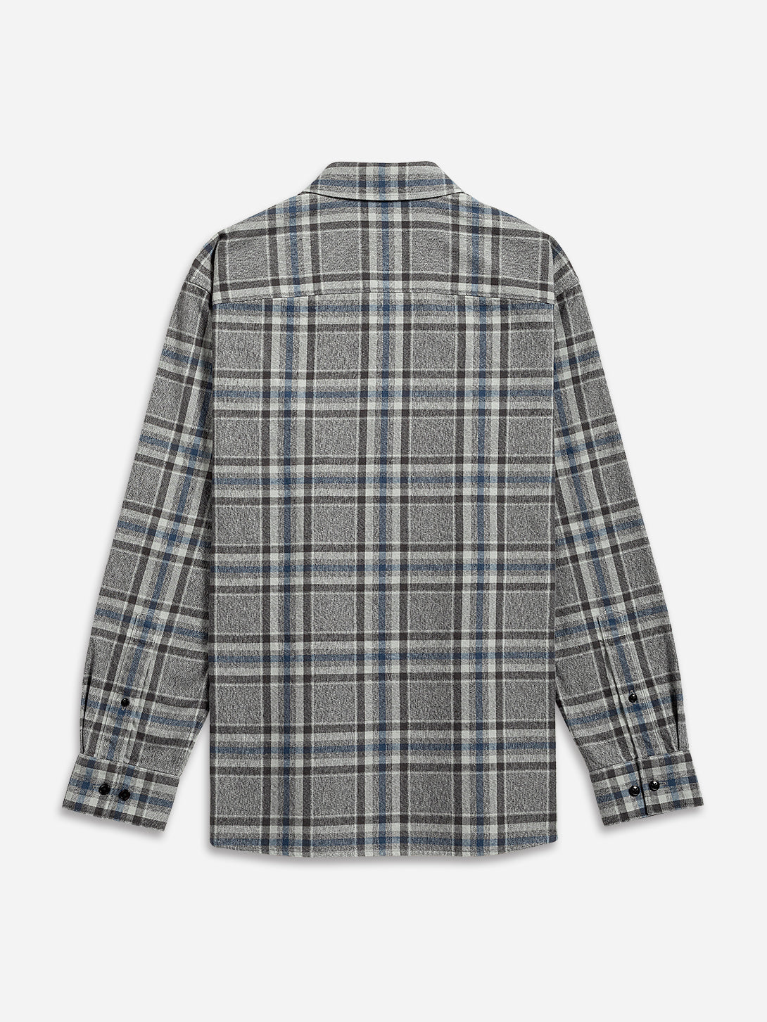 Charcoal/Dk Blue Check Varick Plaid Flannel Overshirt Mens Checkered Woven Button Up Shirt ONS Clothing