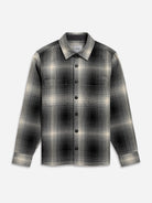 Charcoal/Black Check Vance Tartan Overshirt Mens Woven Button Up Overshirt Checkered ONS Clothing