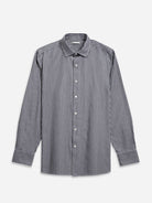 Black/Bright White Stripe Adrian Chalk Stripe Shirt Mens Woven Dress Shirt Point Collar Striped Button Up ONS Clothing