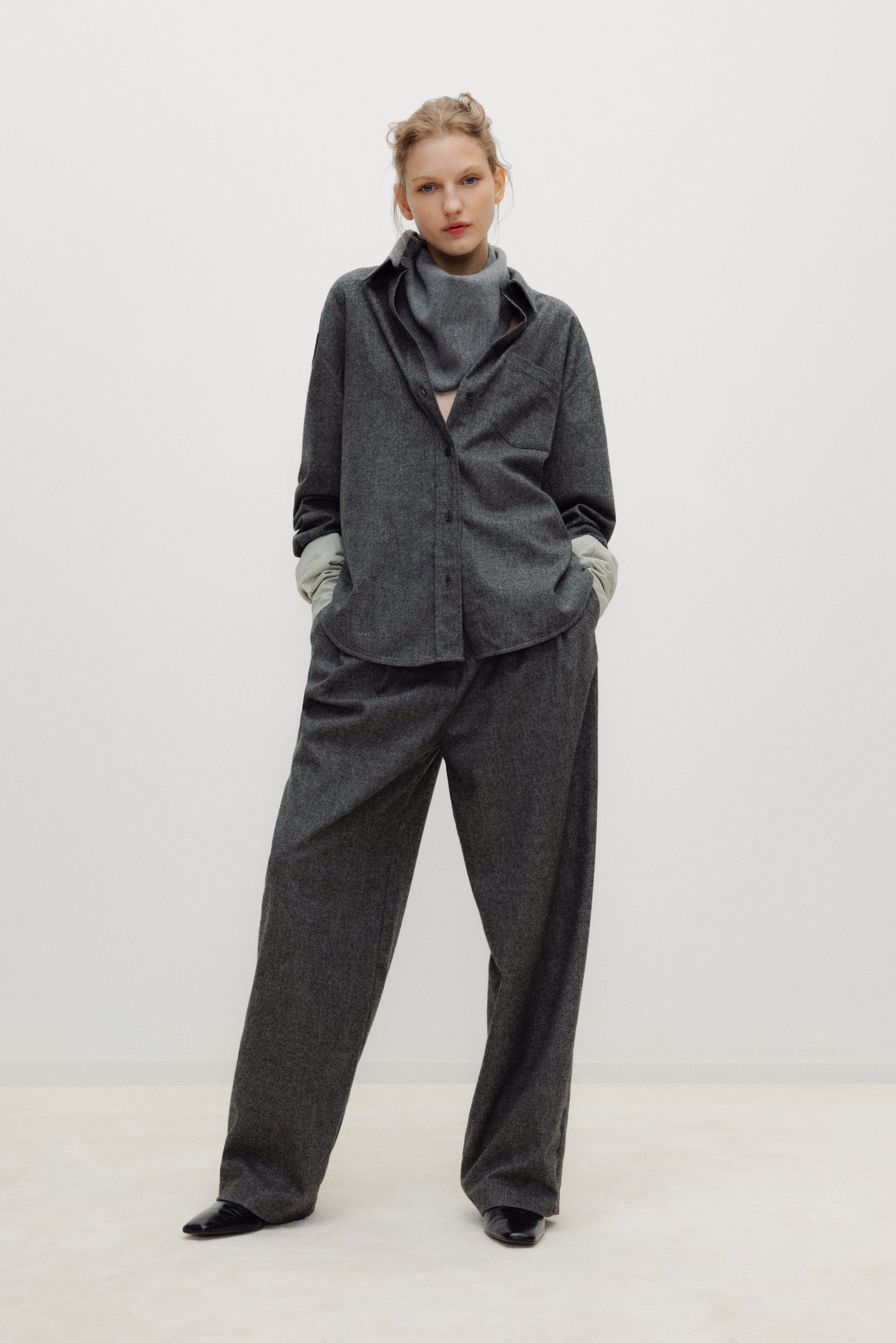 Mid Grey Melange Opal Woman Pant Womens Pleated Pants The New Society 
