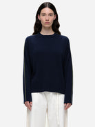 Navy Karo Womens Crewneck Long Sleeve Shirt Our Sister 