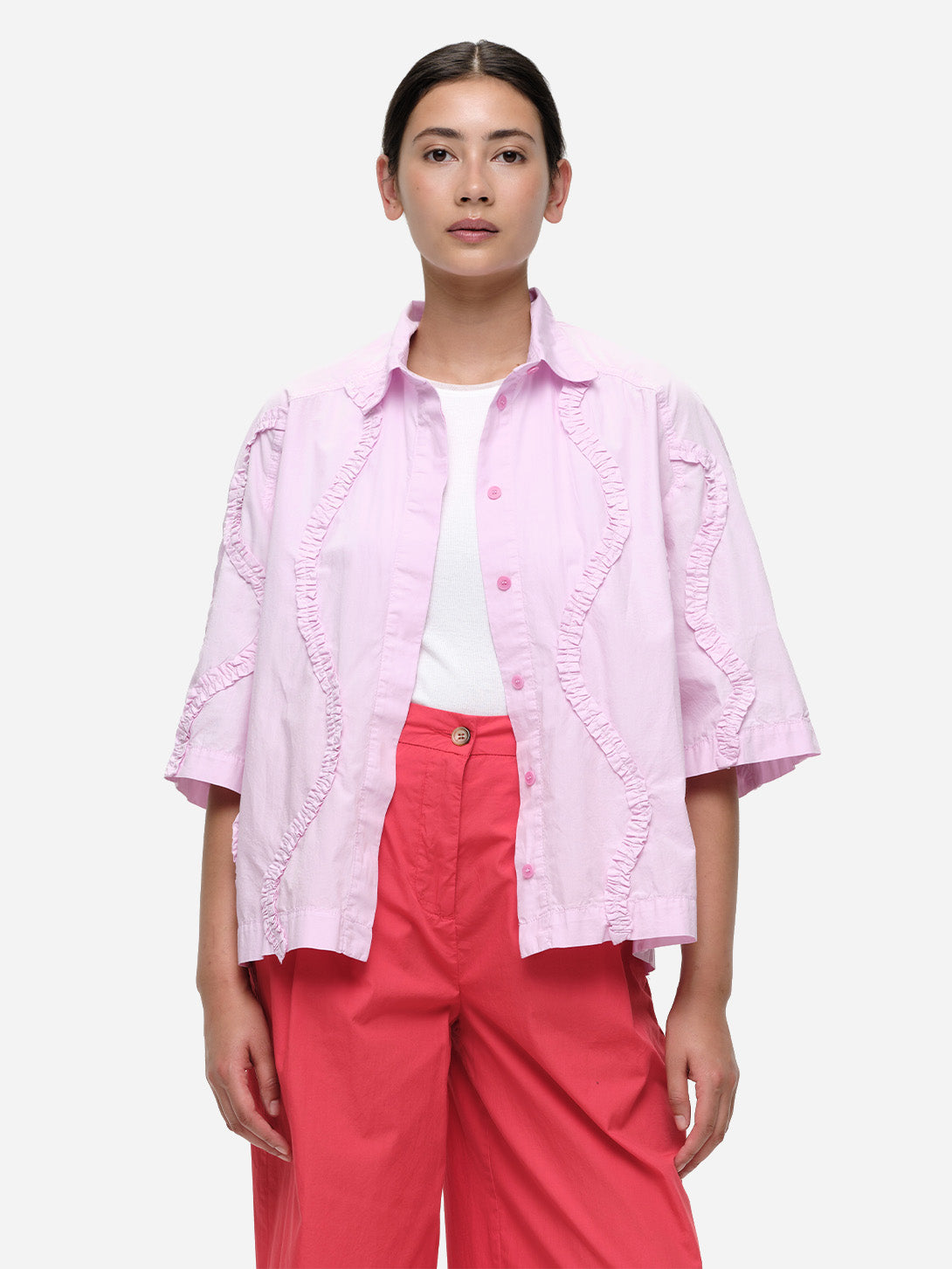 Light Pink Taylor Womens Short Sleeve Button Down Shirt Our Sister 
