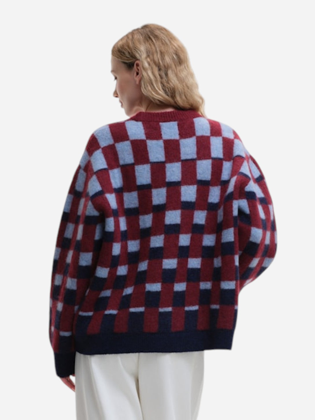 Burgundy Kurve Knitwear Womens Colorblock Knit Pullover Our Sister Clothing