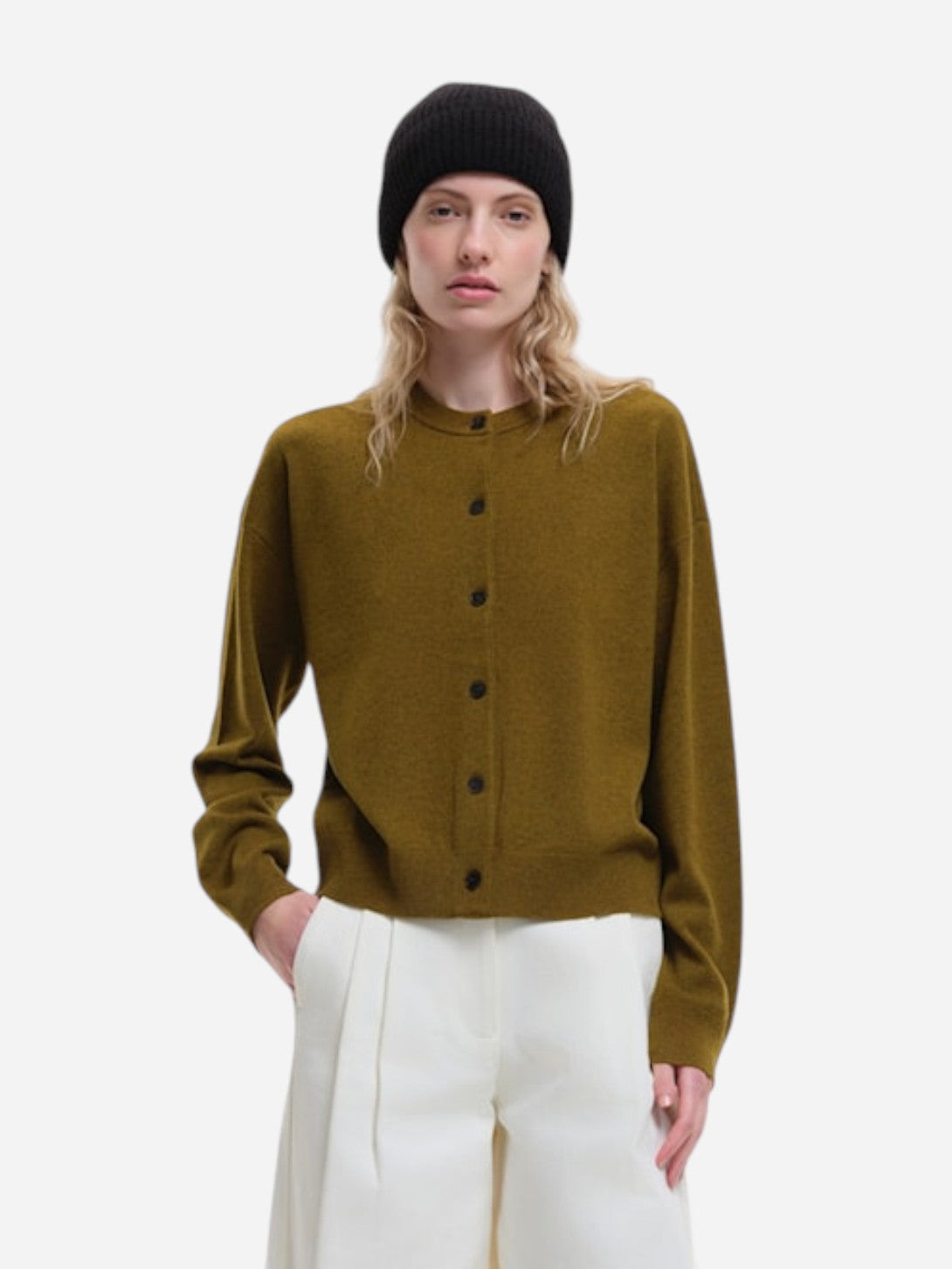 Gold Khaki Karla Knitwear Womens Cardigan Our Sister Clothing
