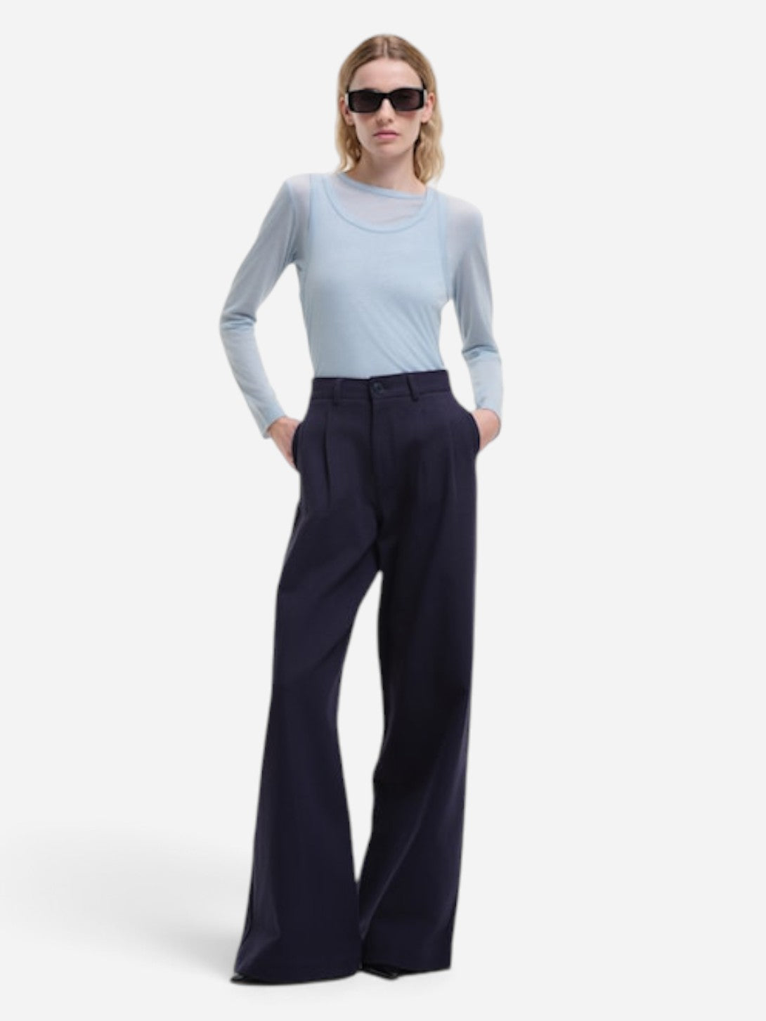 Navy Pansmokey Pants Womens Relaxed Fit Trouser Pants Our Sister Clothing