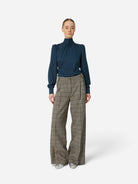 Warm Grey Melange Oversized Low Waist Suiting Pants Womens Checkered Pants Stella Nova 