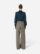 Warm Grey Melange Oversized Low Waist Suiting Pants Womens Checkered Pants Stella Nova 