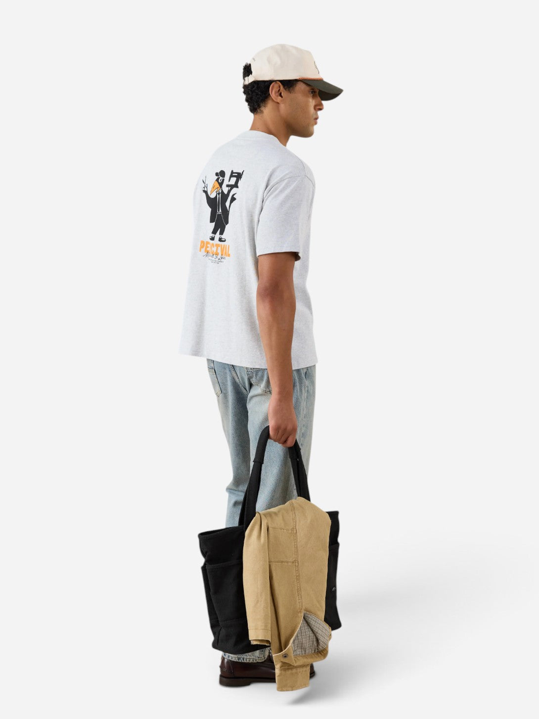 Grey Atticus Boxy T ShirtMens Graphic T Shirt Percival 