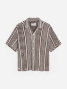 Black Hugh Crochet Cuban Shirt Mens Camp Collar Knit Shirt Percival 