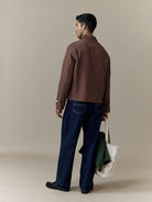 Brown Sorrento Cropped Boxy Overshirt Mens Striped Layering Overshirt Percival Clothing 