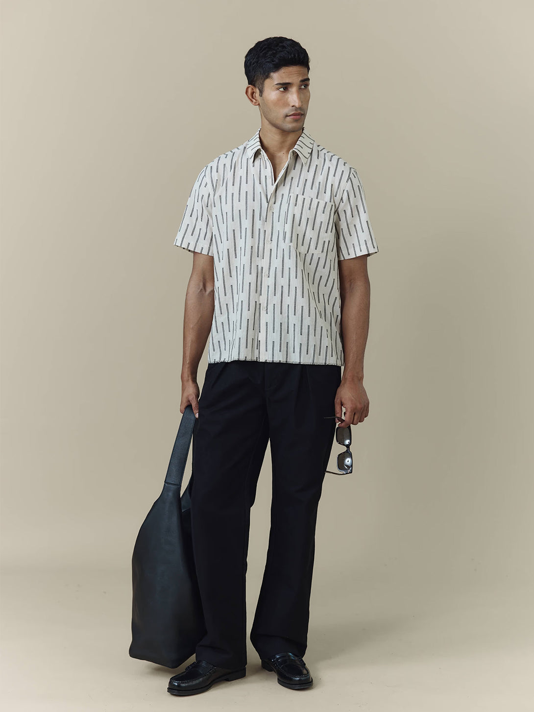 Ecru Nancy Clerk Shirt Mens Button Up Short Sleeve Woven Shirt Pattern Percival Clothing 