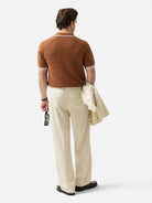 Brown Casa Martini Tennis Shirt Mens Open Polo Knitted Shirt Brown Polo Percival Clothing 