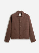 Brown Sorrento Cropped Boxy Overshirt Mens Striped Layering Overshirt Percival Clothing 