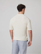 White Cove Knitted Shirt Mens Knit Button Up Short Sleeve Shirt Peregrine Clothing 