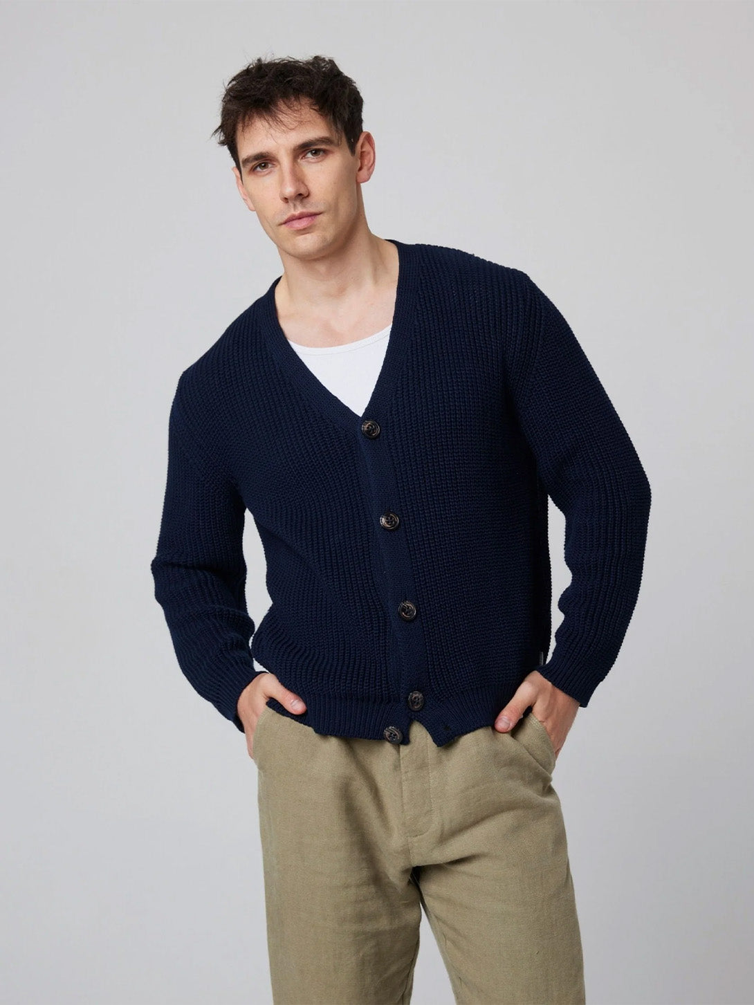 Navy River Cardigan Peregrine Clothing Cotton Cardigan Mens 