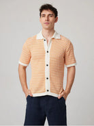 Apricot Island Crochet Shirt Mens Collared Button Up Short Sleeve Knit Shirt Peregrine Clothing 