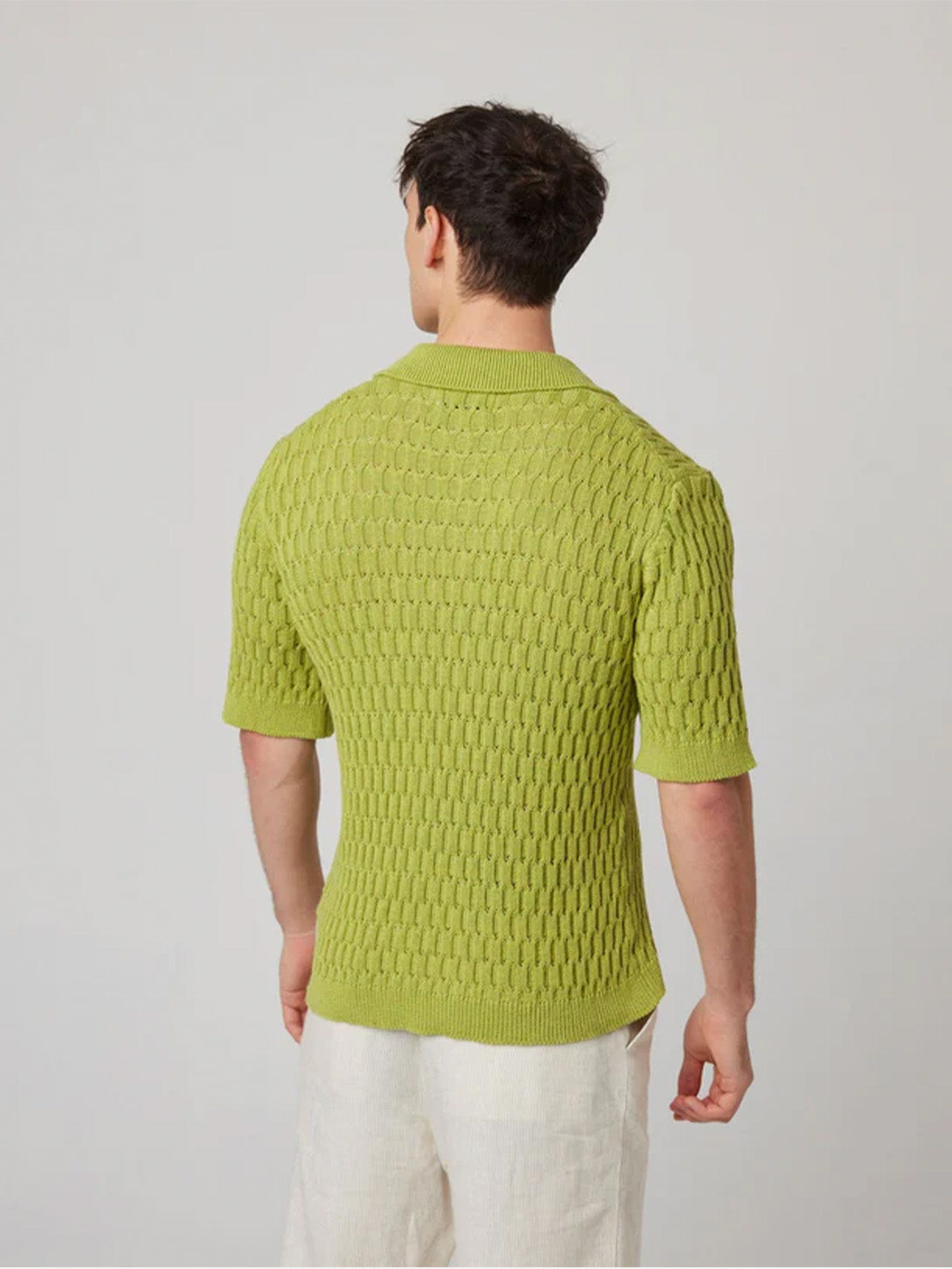Lime Cove Knitted Shirt Mens Knit Button Up Short Sleeve Shirt Peregrine Clothing 
