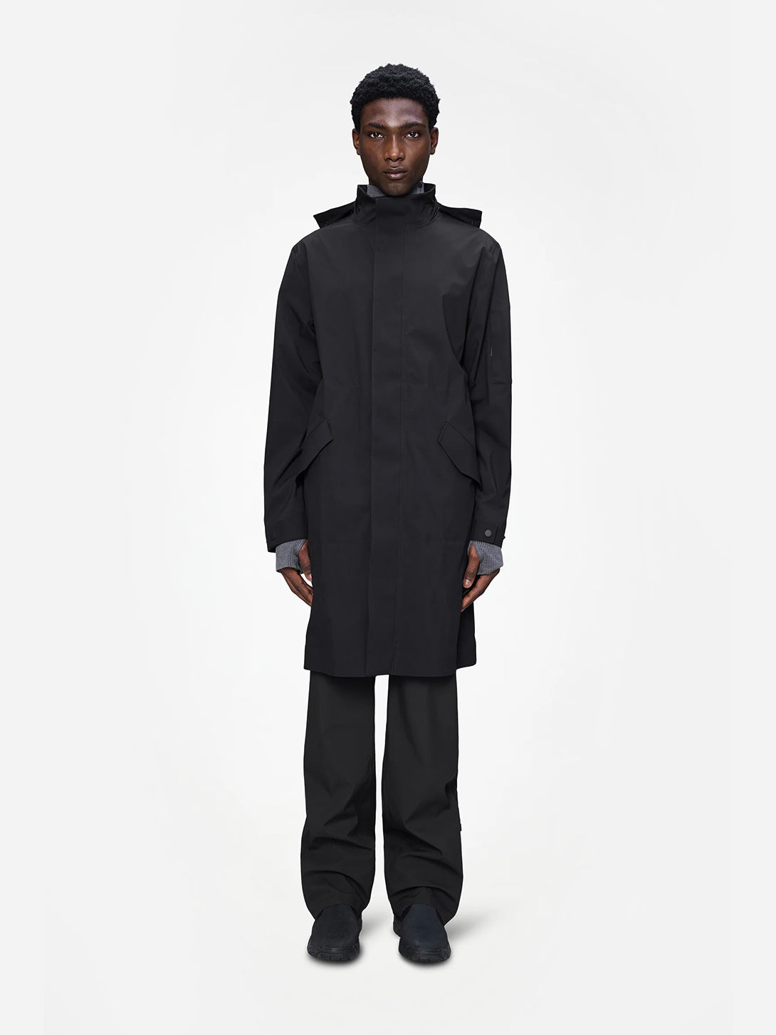 Black Suva Hardshell Coat W3 Mens Long Polyester Rain Coat Rains 