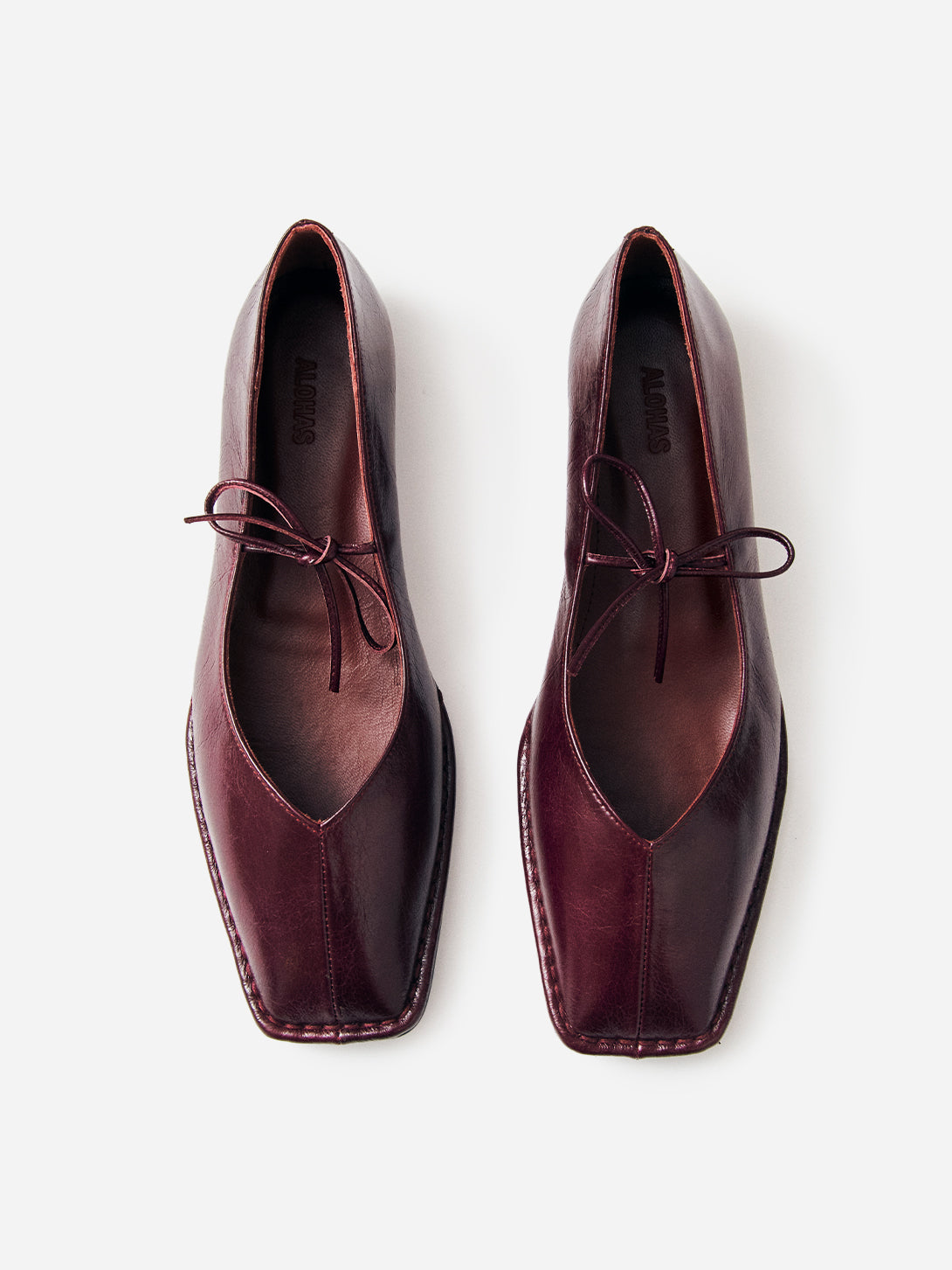 Burgundy Sway Womens Leather Flats Shoes Aloha 