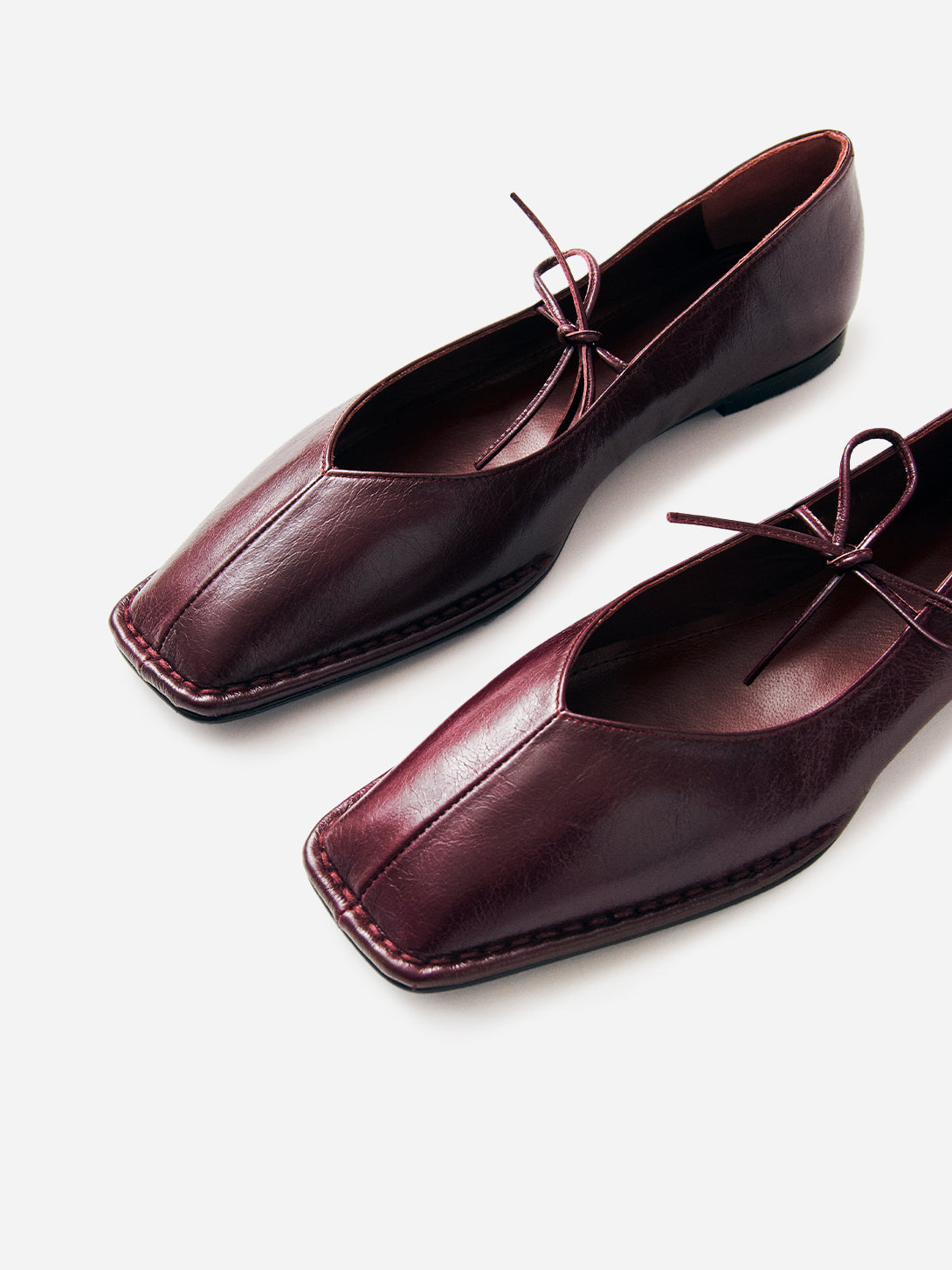 Burgundy Sway Womens Leather Flats Shoes Aloha 