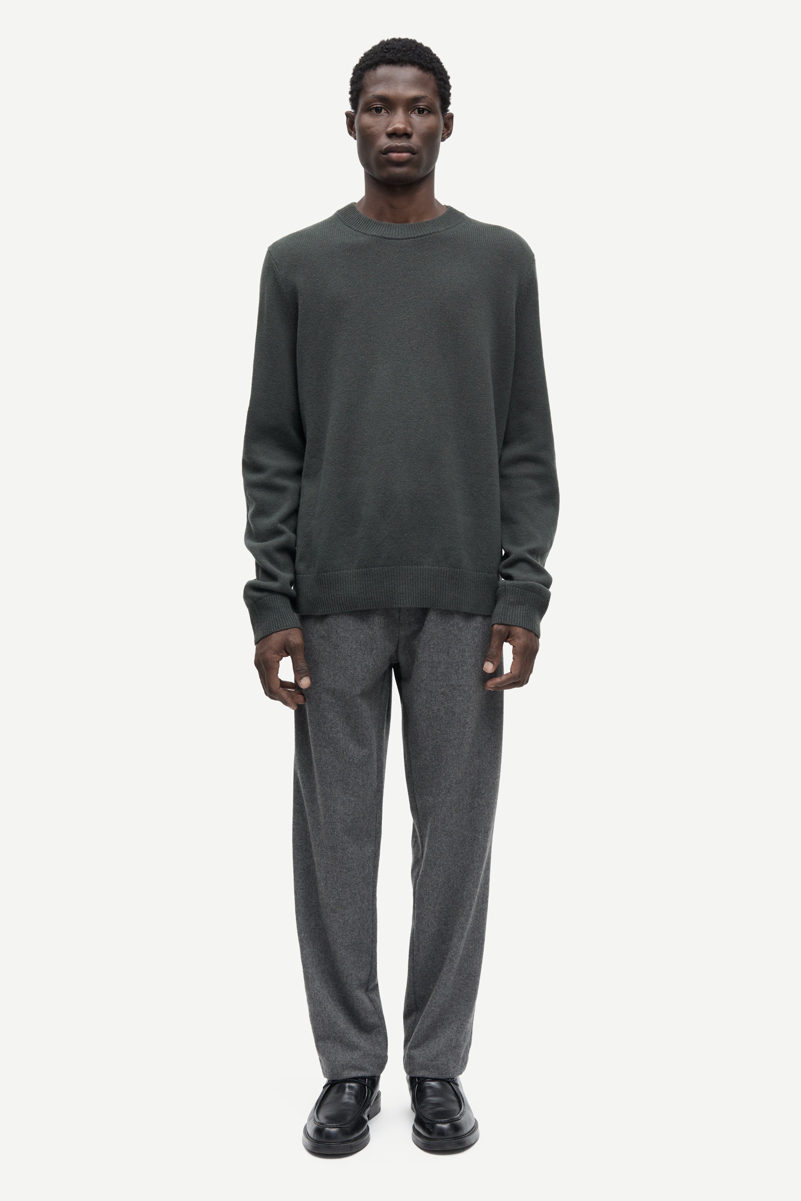 Dark Grey Mel Sabertil Trousers Mens Pleated Pants Samsoe Samsoe 