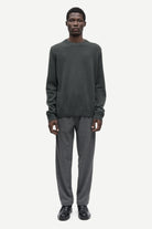 Dark Grey Mel Sabertil Trousers Mens Pleated Pants Samsoe Samsoe 