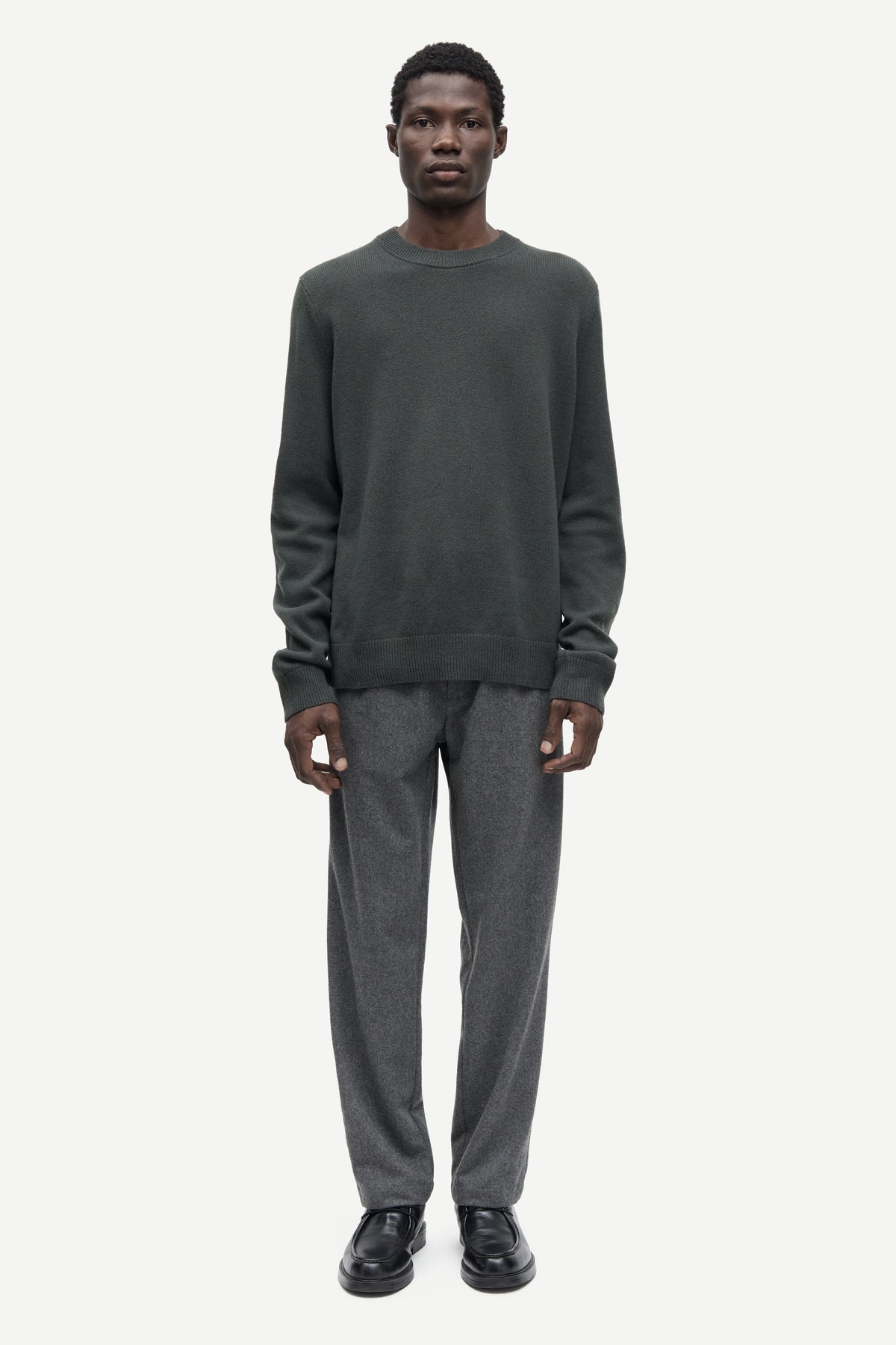 Dark Grey Mel Sabertil Trousers Mens Pleated Pants Samsoe Samsoe 