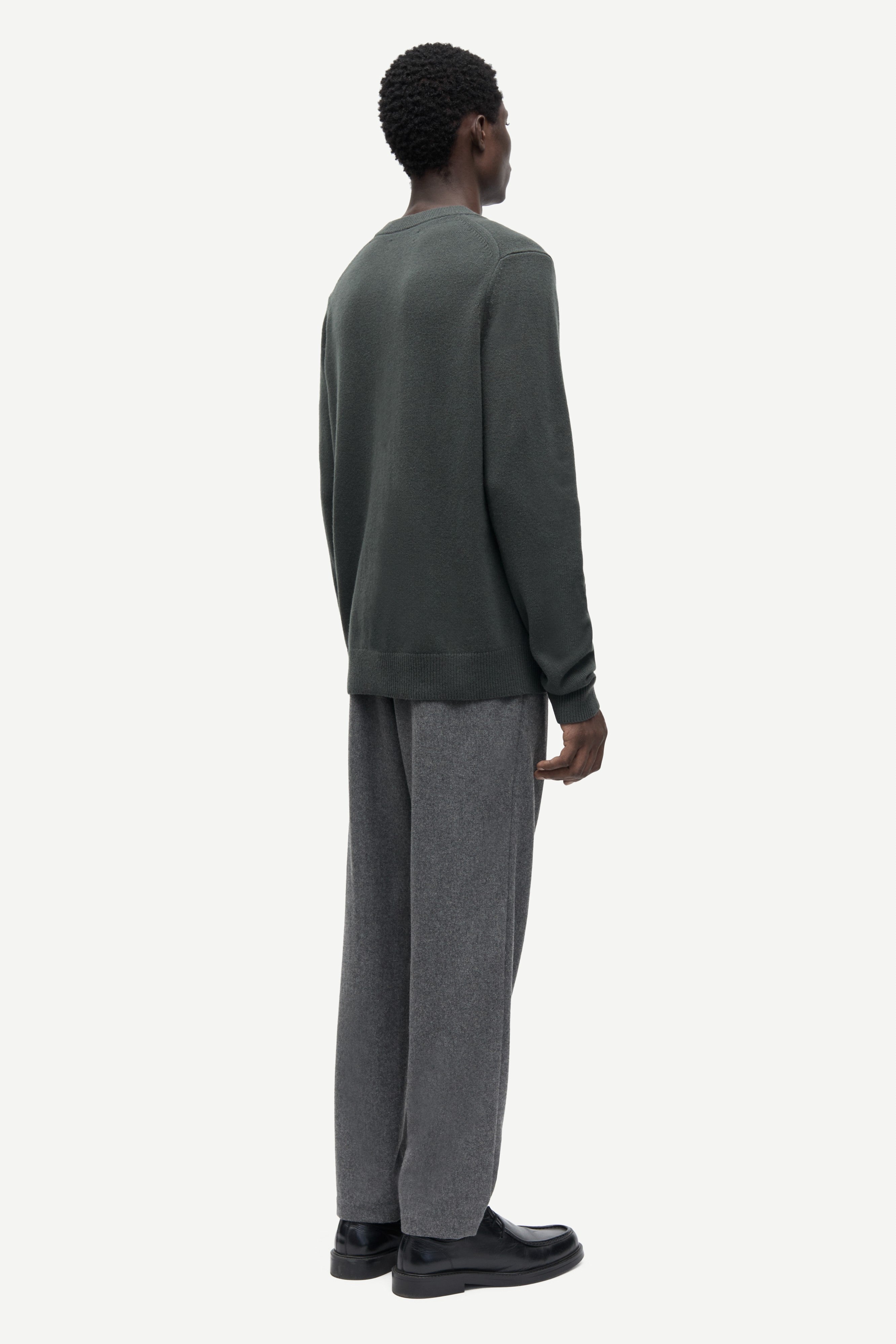 Dark Grey Mel Sabertil Trousers Mens Pleated Pants Samsoe Samsoe 
