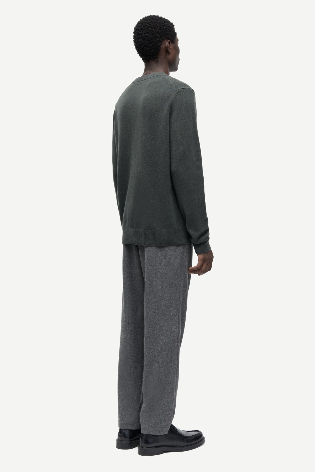 Dark Grey Mel Sabertil Trousers Mens Pleated Pants Samsoe Samsoe 