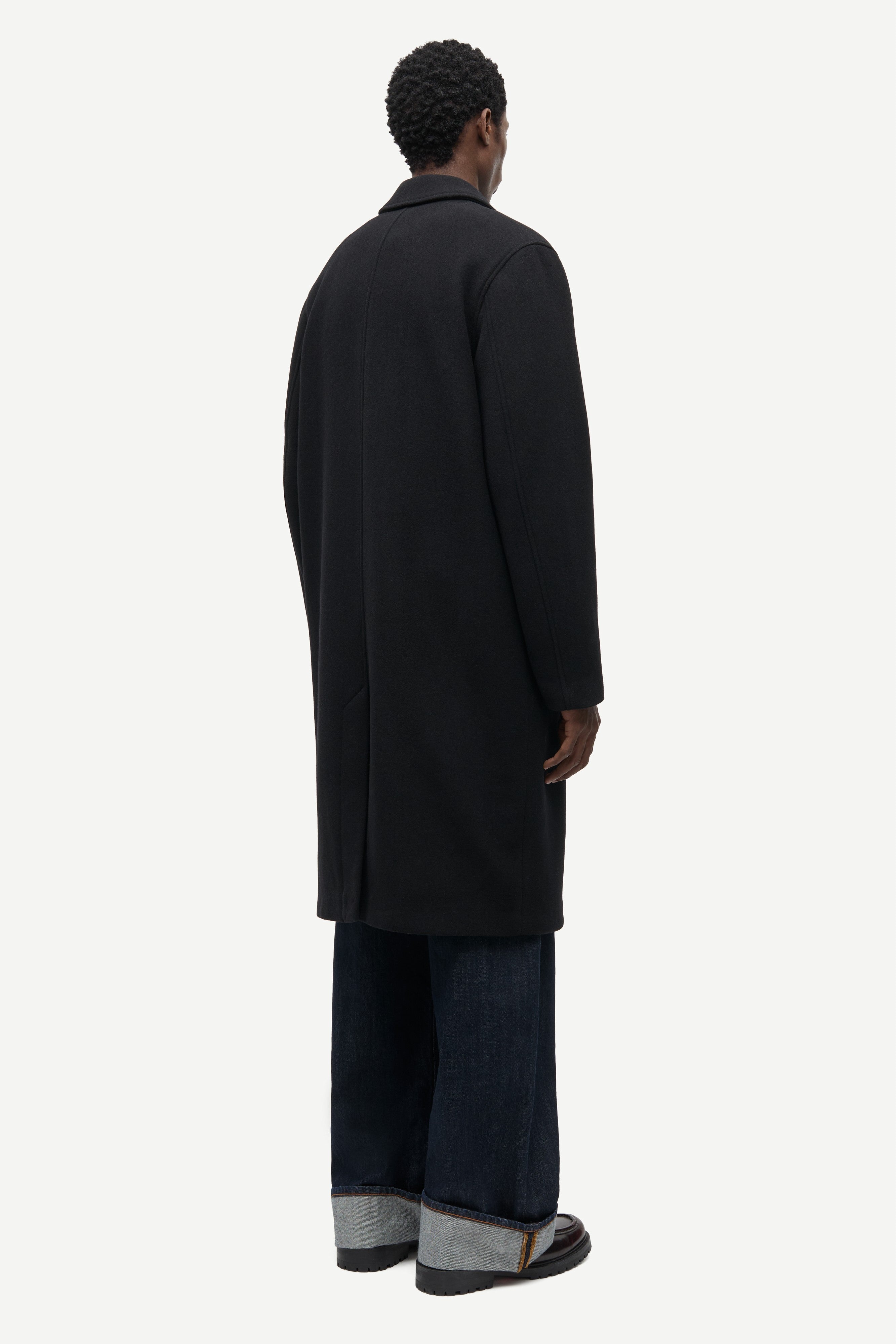 Black Safalco Coat Mens Heavyweight Winter Overcoat Samsoe Samsoe 